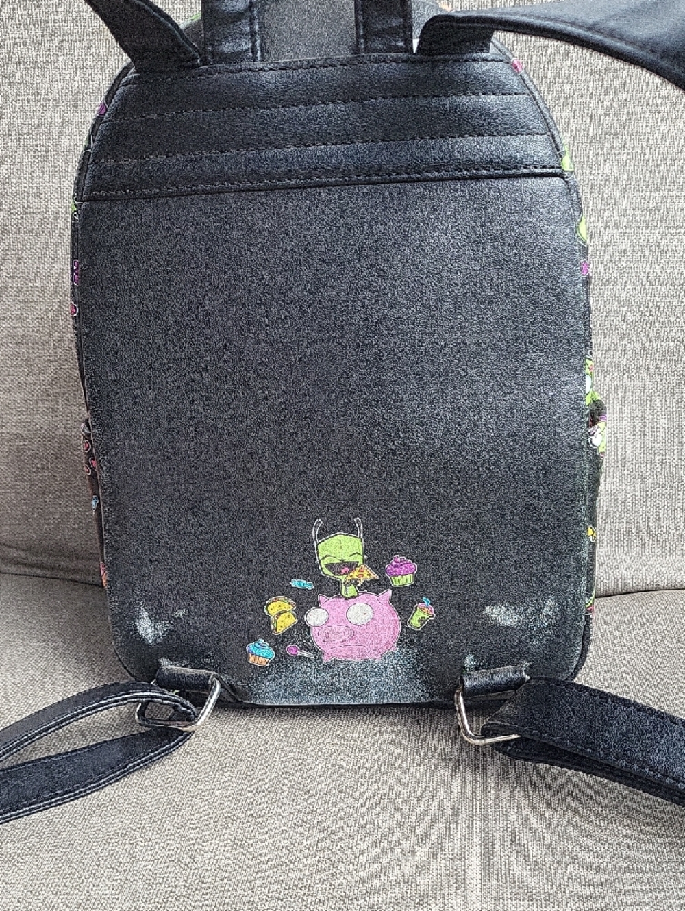 Invader Zim Black Cartoon Mini Backpack with Neon Accents - Picture 4 of 6